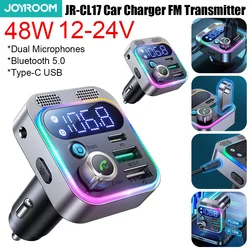 JOYROOM JR-CL17 48W Car Charger FM Transmitter Car Bluetooth 5.0 Charger FM Transmitter 12-24V Car Bluetooth FM Transmitter