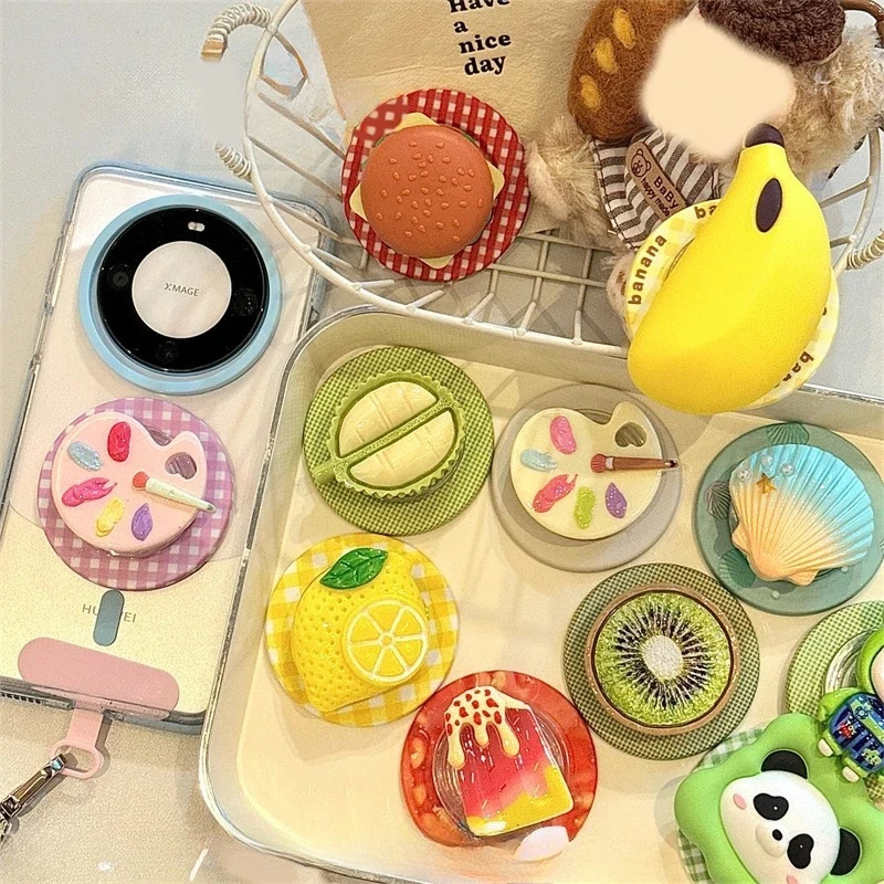 

Корейский мультяшный 3D магнитный держатель с фруктами Griptok Grip Tok, держатель для телефона для IPhone 17, аксессуары Xiaomi Magsafe Smart Tok