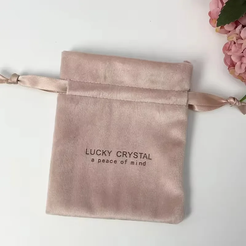 Custom logo printing drawstring pouch small custom jewelry gift velvet bag  Jewelry Ring Packaging Bags Wedding Party Favors Bag