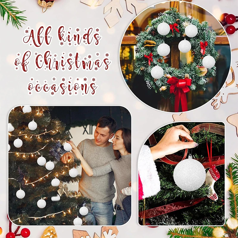 6 قطعة 4/5/6/7 سنتيمتر الأبيض قوس قزح رغوة كرات شجرة عيد الميلاد معلقة قلادة الحلي ديكور المنزل هدايا الحفلات السنة الجديدة 2025 نافيداد