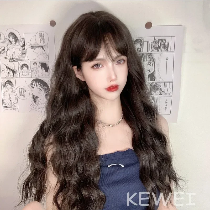 

Curly Fashion Woman Long Hair Black Brown High-temperature Silk Wig Daily Wear Rose Net Simulated Hair Festival Party Ball Wig