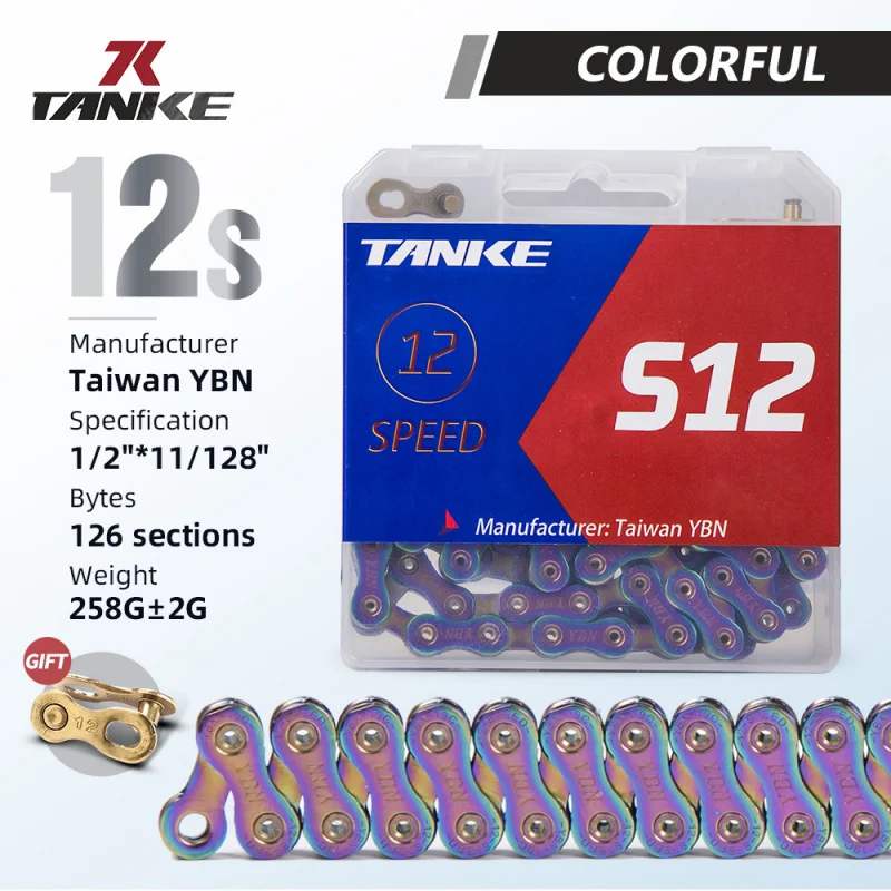 

Велосипедная цепь TANKE, 11-12 скоростей, 128 звеньев, MTB, дорожный велосипед, цепи с переменной скоростью, волшебная кнопка, высококачественные аксессуары для велоспорта по току