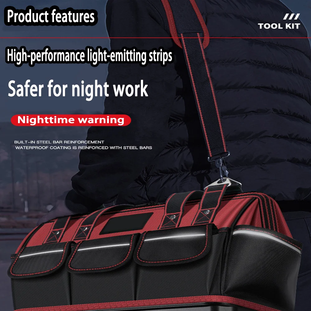 1680D Oxford Cloth Tool Bag Professional Electrician Wrench Waterproof Working Multifunction Organizing Storage Tool Bag