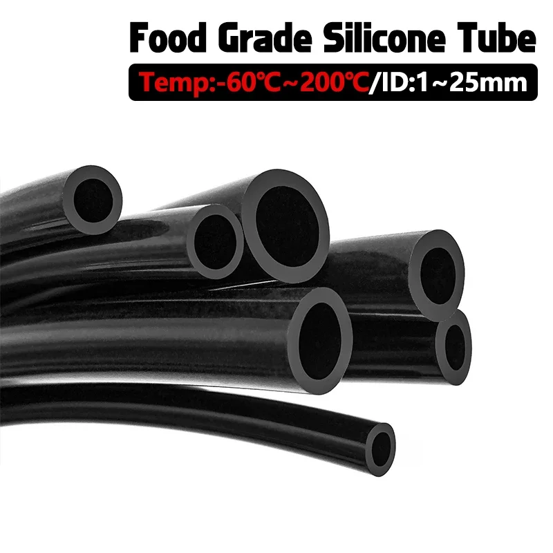 1Meter Food Grade Black Silicone Rubber Hose ID2 3 4 5 6 7 8 9 10 12 14 15 16 19 25mm Flexible Nontoxic Silicone Tube soft