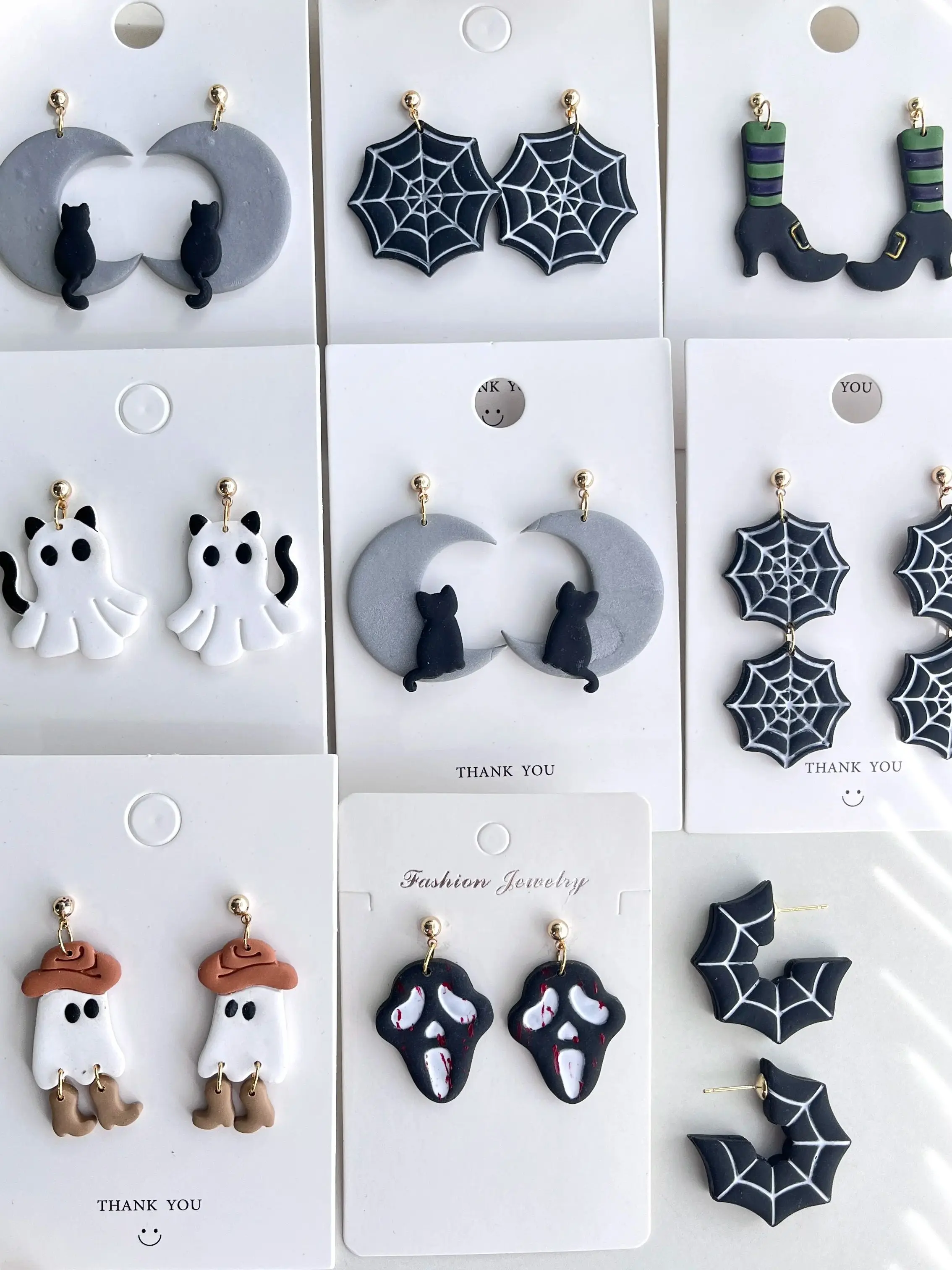 Seria Halloween Mini glinka polimerowa Cutter kot/kapelusz/dynia/w kształcie ducha formy do cięcia gliny dla majsterkowiczów kolczyki biżuteria narzędzia ręczne — zdjęcie 2