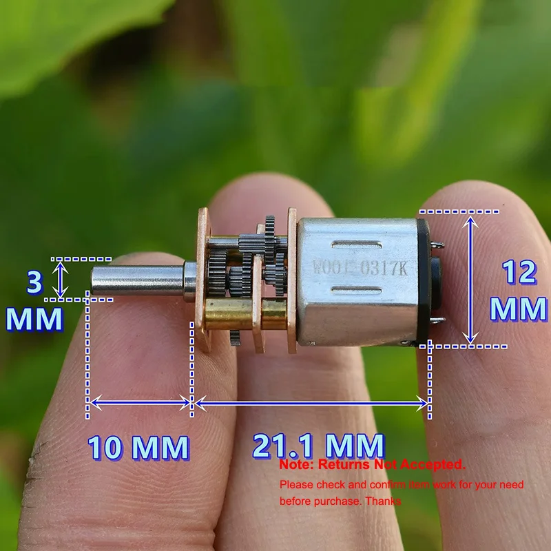 Micro ZGA12-N10 Full Metal Gearbox Gear Speed Reduction Motor DC 3V-5V 3.7V 63RPM Slow Speed Large Torque for Robot Car Lock