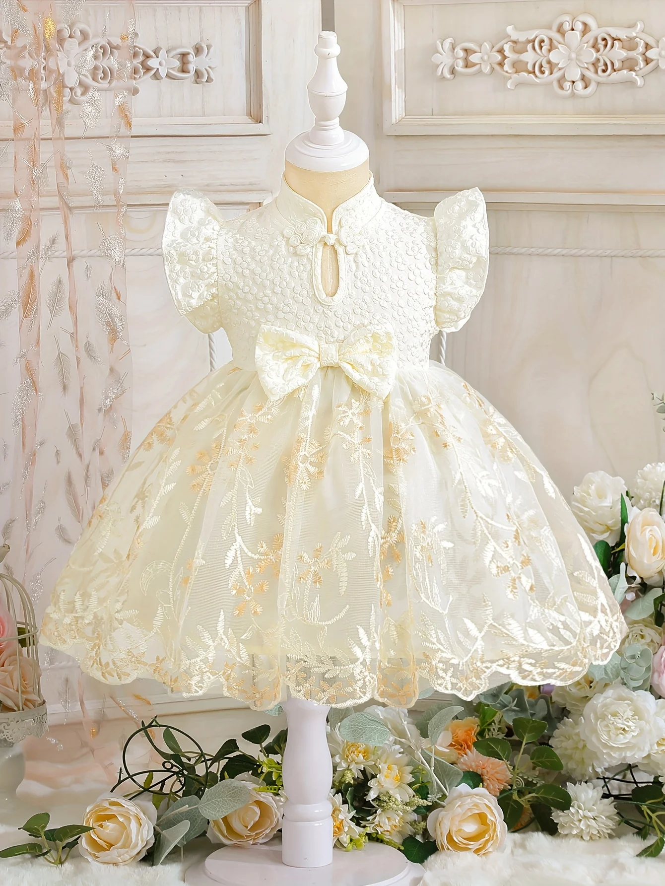 

Baby Girl Summer Chinese Qipao-Inspired Princess Puff Dress: Parties/Gatherings/Wedding | Valentine's/Birthday Gifts
