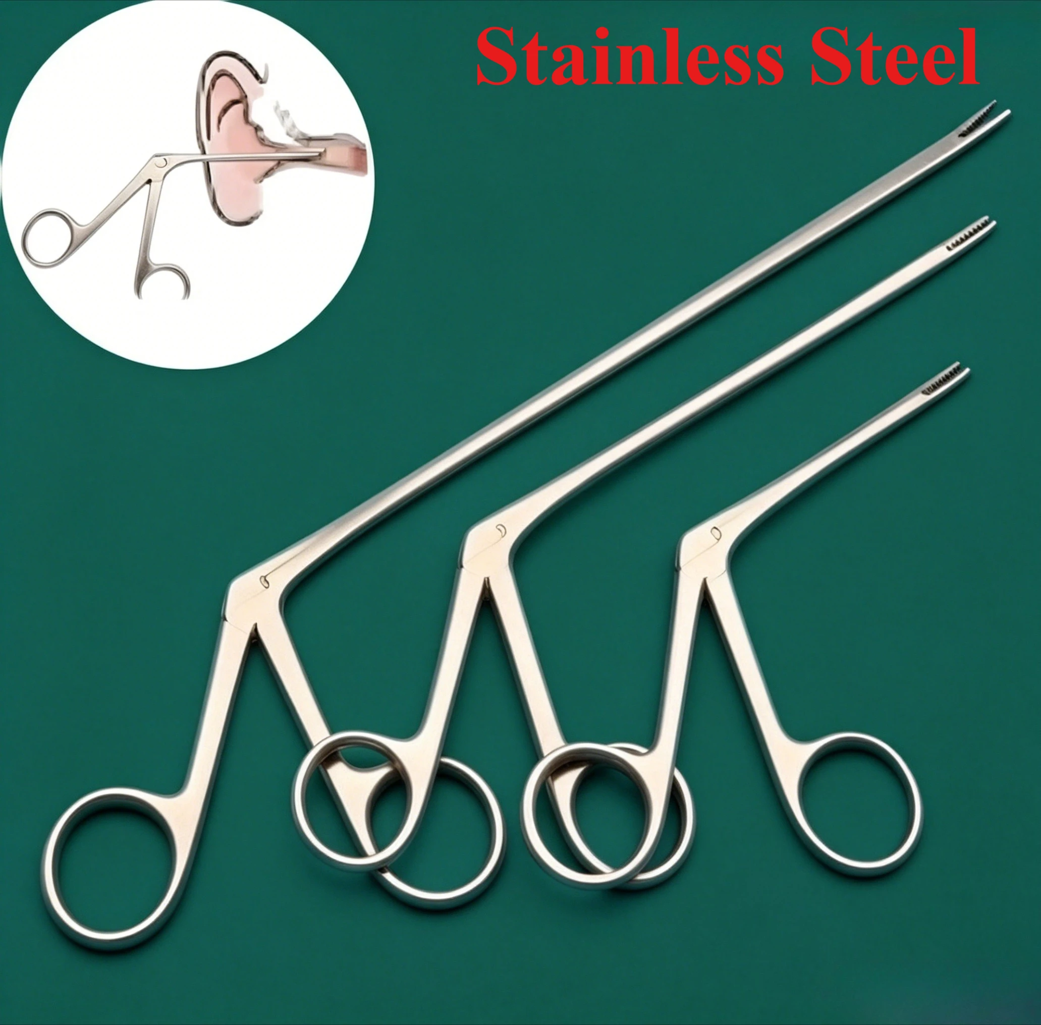 Medical Stainless Steel Micro Alligator Forceps with Non Slip Grip for Ear Wax Removal and Nasal Foreign Body Extraction