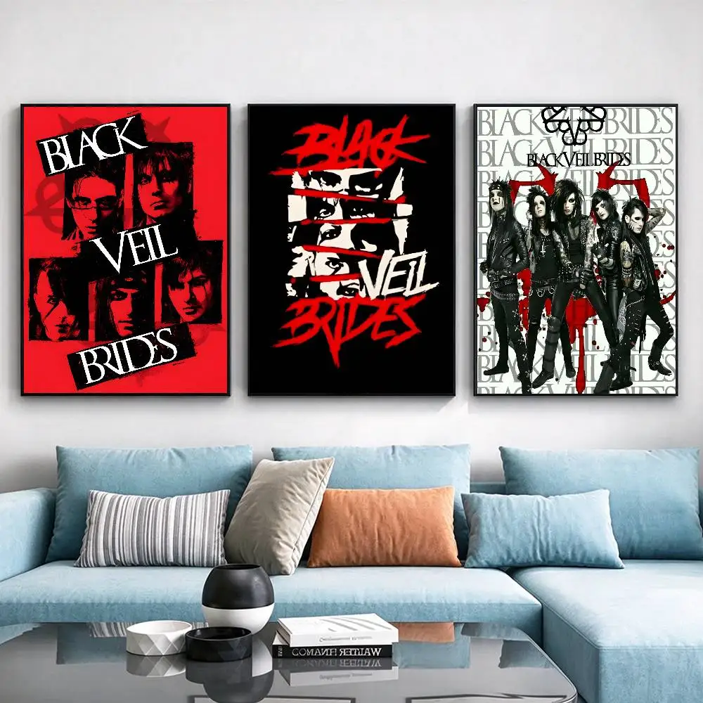 gothband rockmusic B-Black Veil Brides Poster Waterproof Wall Art Sticker For Bar Living Room Vintage Decor High Quality Print