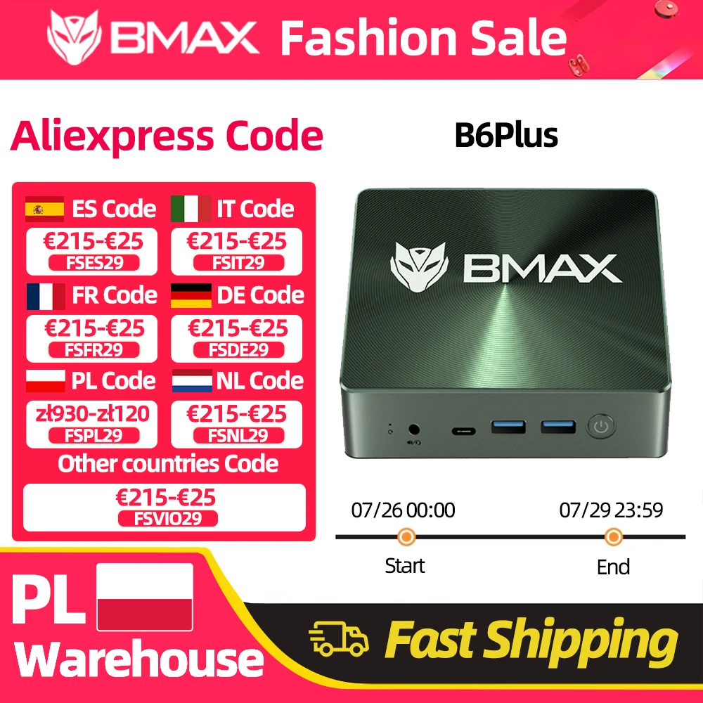 Mini PC BMAX B6 Plus con Intel i3-1000NG4, Sistema Operativo Windows 11, 12GB de RAM, 512GB SSD, WIFI 5, 3 Puertos USB 3.0, 2 Puertos HDMI, Bluetooth, Tipo-C