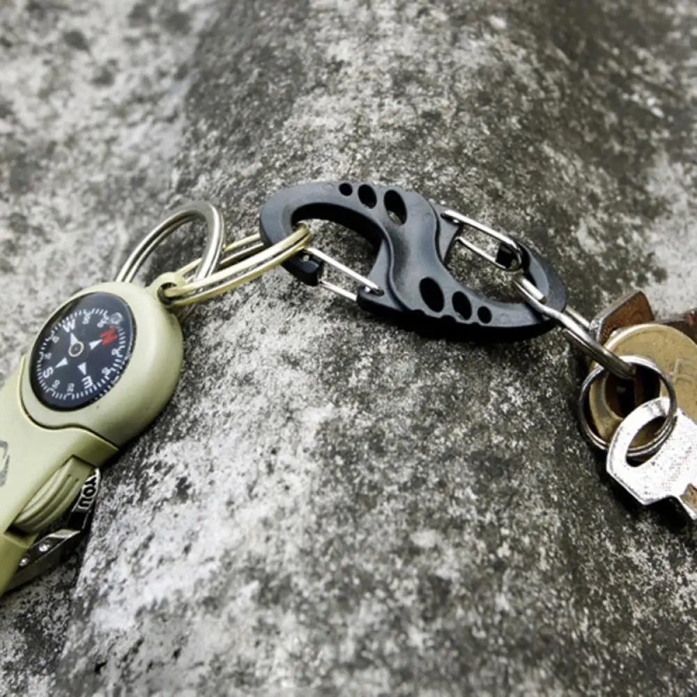 5/10PCS Portable Outdoor S-Type Carabiner Dual Buckle Climbing Hook Plastic Steel Mini Keychain Hiking Camping