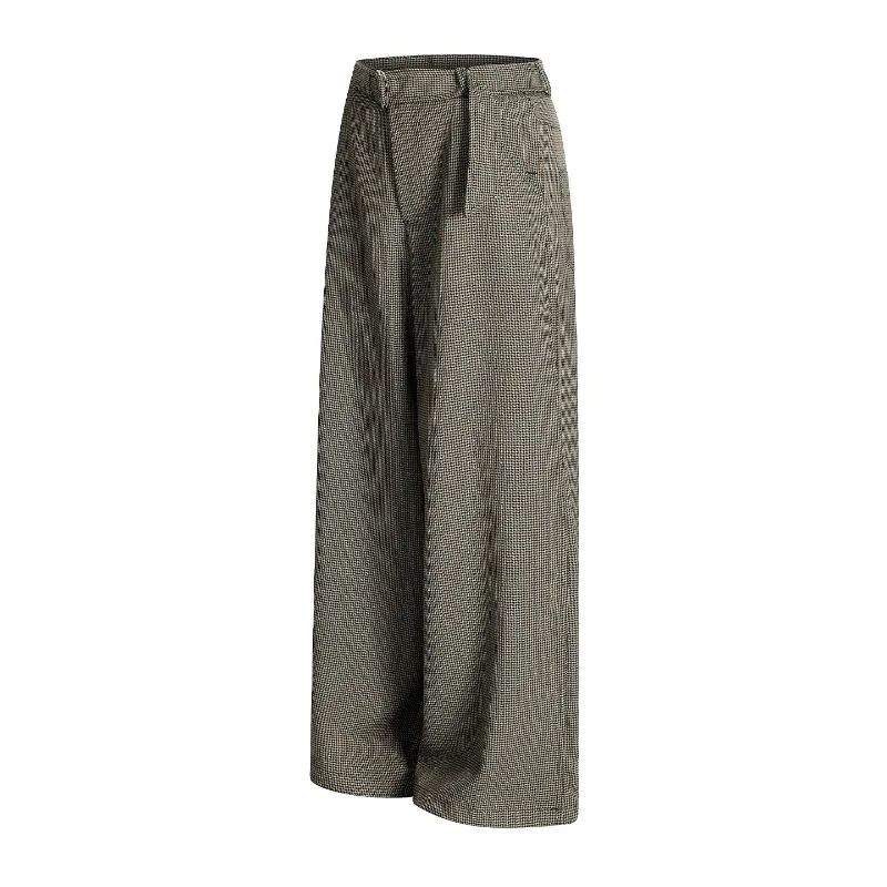 New Autumn Men's Suit Trousers Plaid Belt Decoration Solid Color Straight Pants Wide Leg All-match Male Bottom