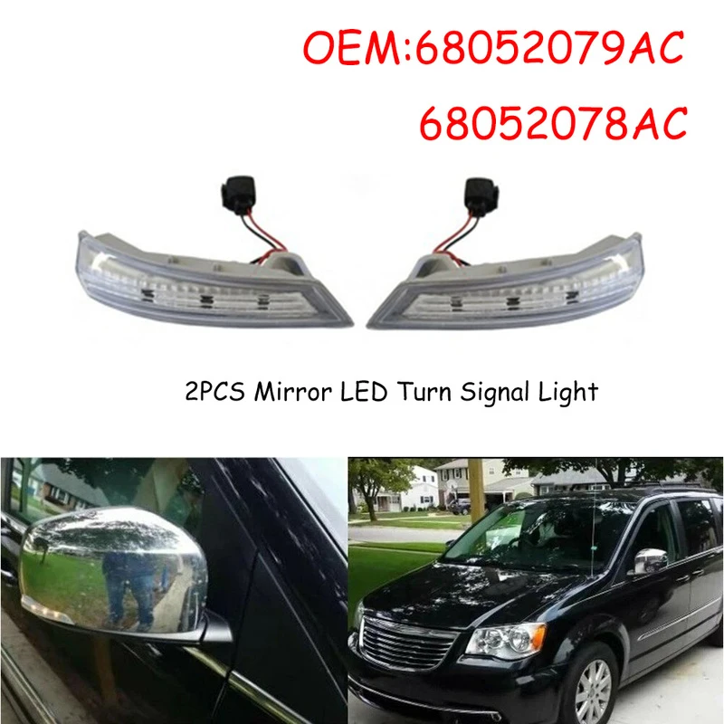 68052079AC 68052078AC Car Mirror Turn Signal Light Rearview Mirror Turn Lamp For Dodge Caravan Chrysler Town 2010 2011 ~ 2016