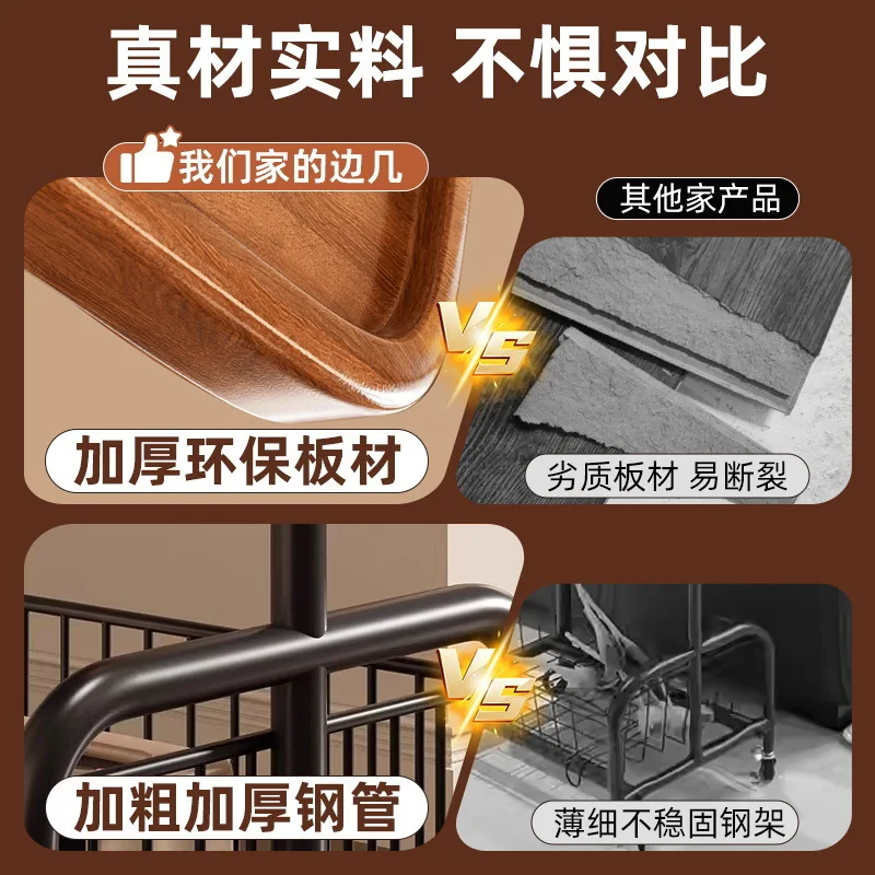 Tisch, beweglicher Wohnzimmerwagen, Regal, kleiner Couchtisch mit cremefarbenem Wind auf Rollen, mittelalterlicher Schrank für Haushaltssnacks