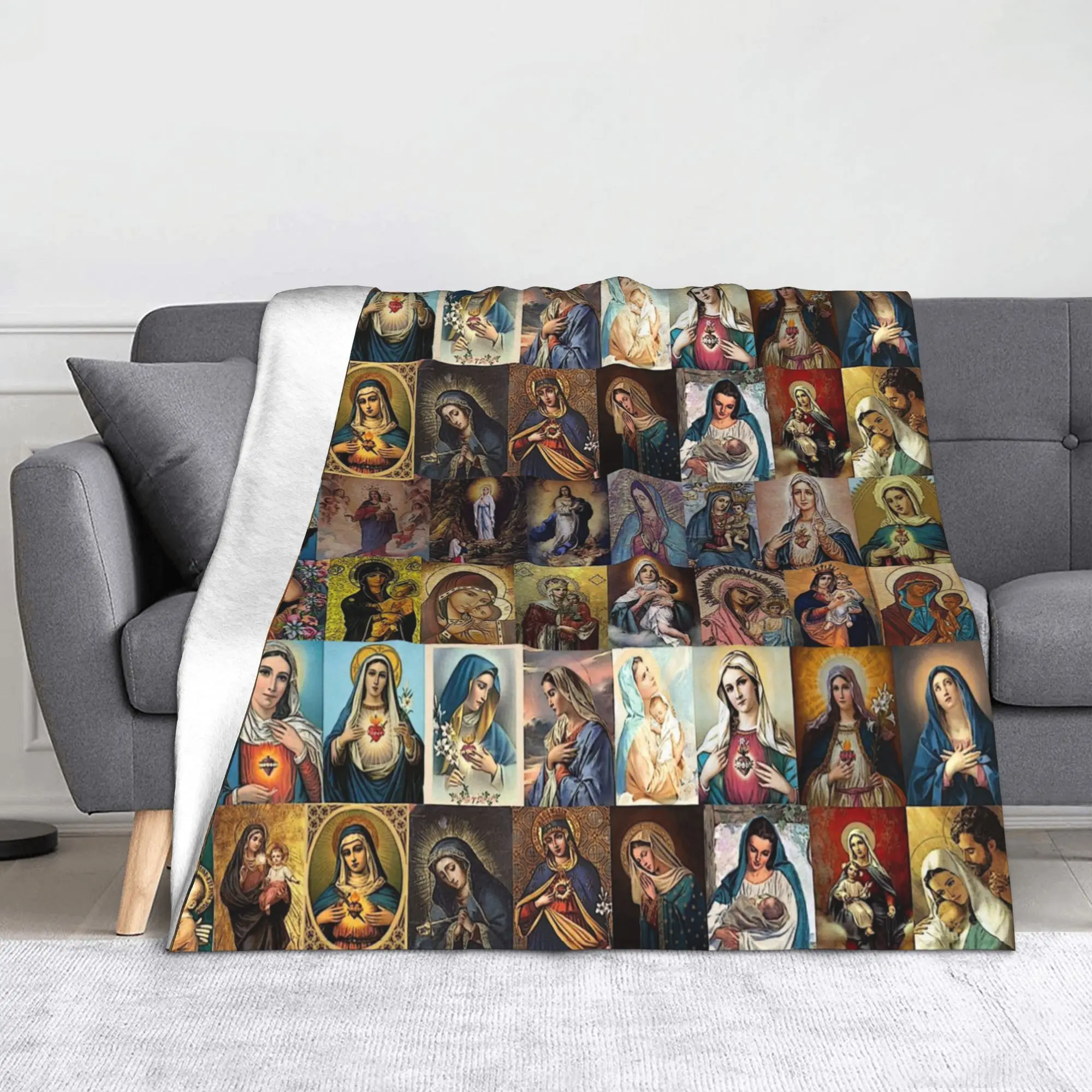 Mantas de franela de la Virgen María Jesús, aire acondicionado de verano, salvador cristiano, manta suave para cama, sofá, ropa de cama