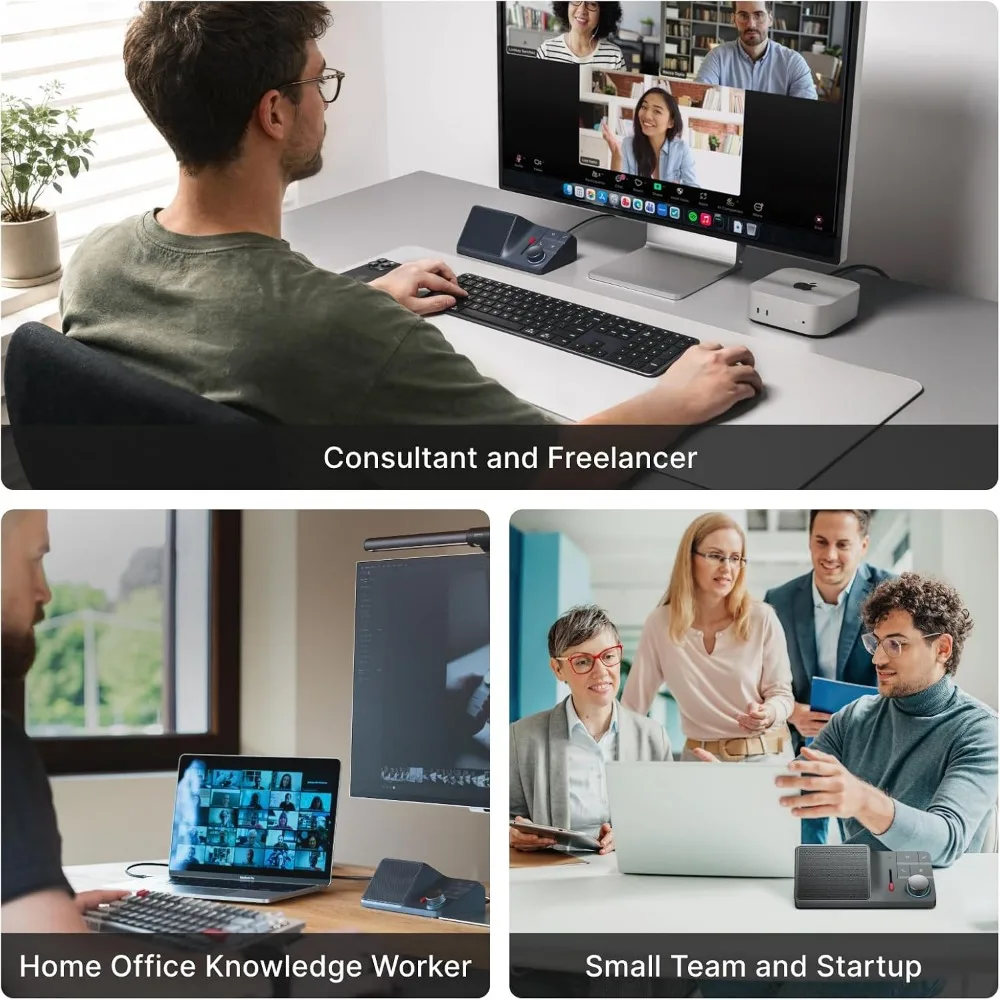 AI Conference Speakerphone with Bluetooth Connectivity, Noise-Canceling Mics, AI Transcription for Home Office Use view 4