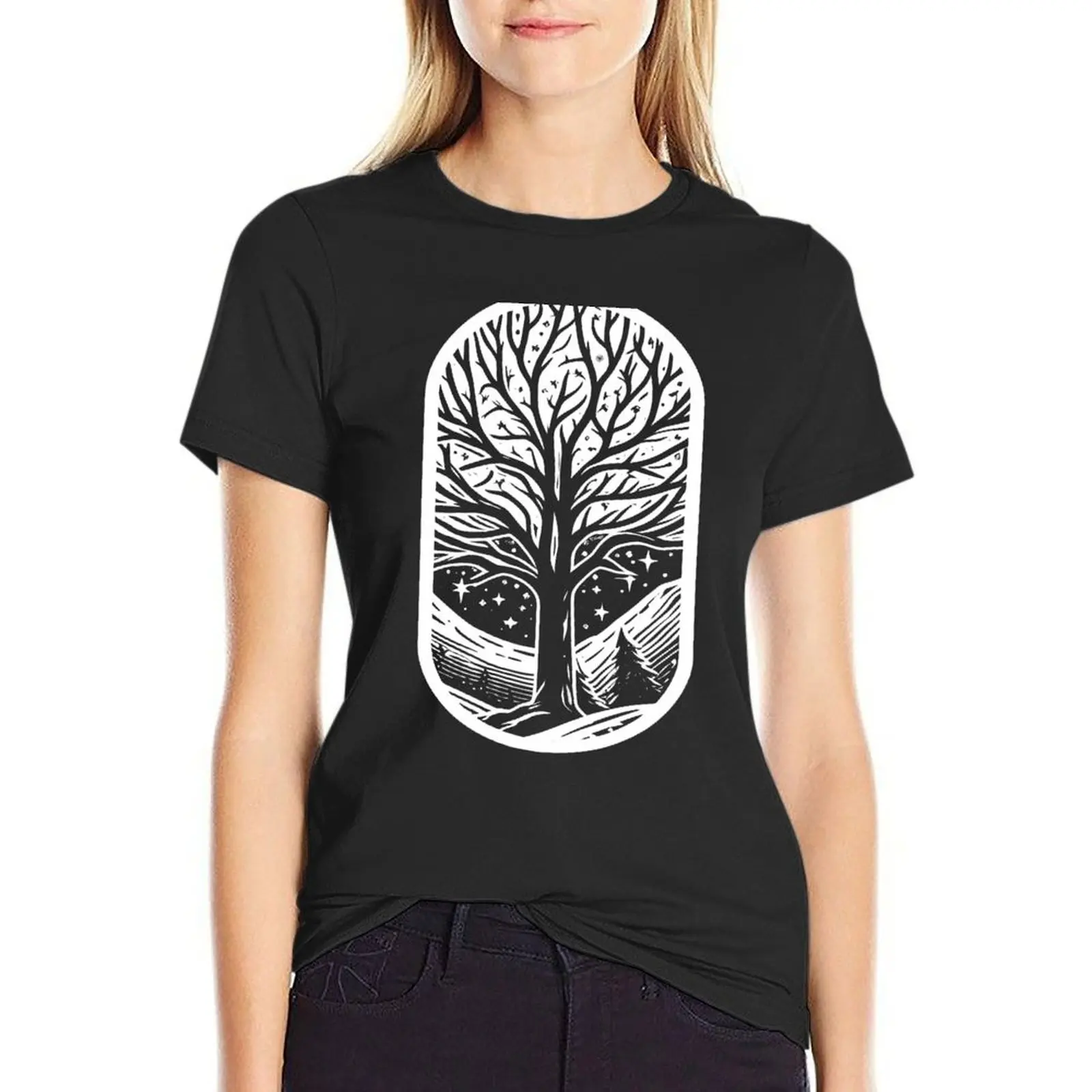 Frozen Panorama - a winter landscape T-Shirt blacks plus sizes vintage summer clothes for Women