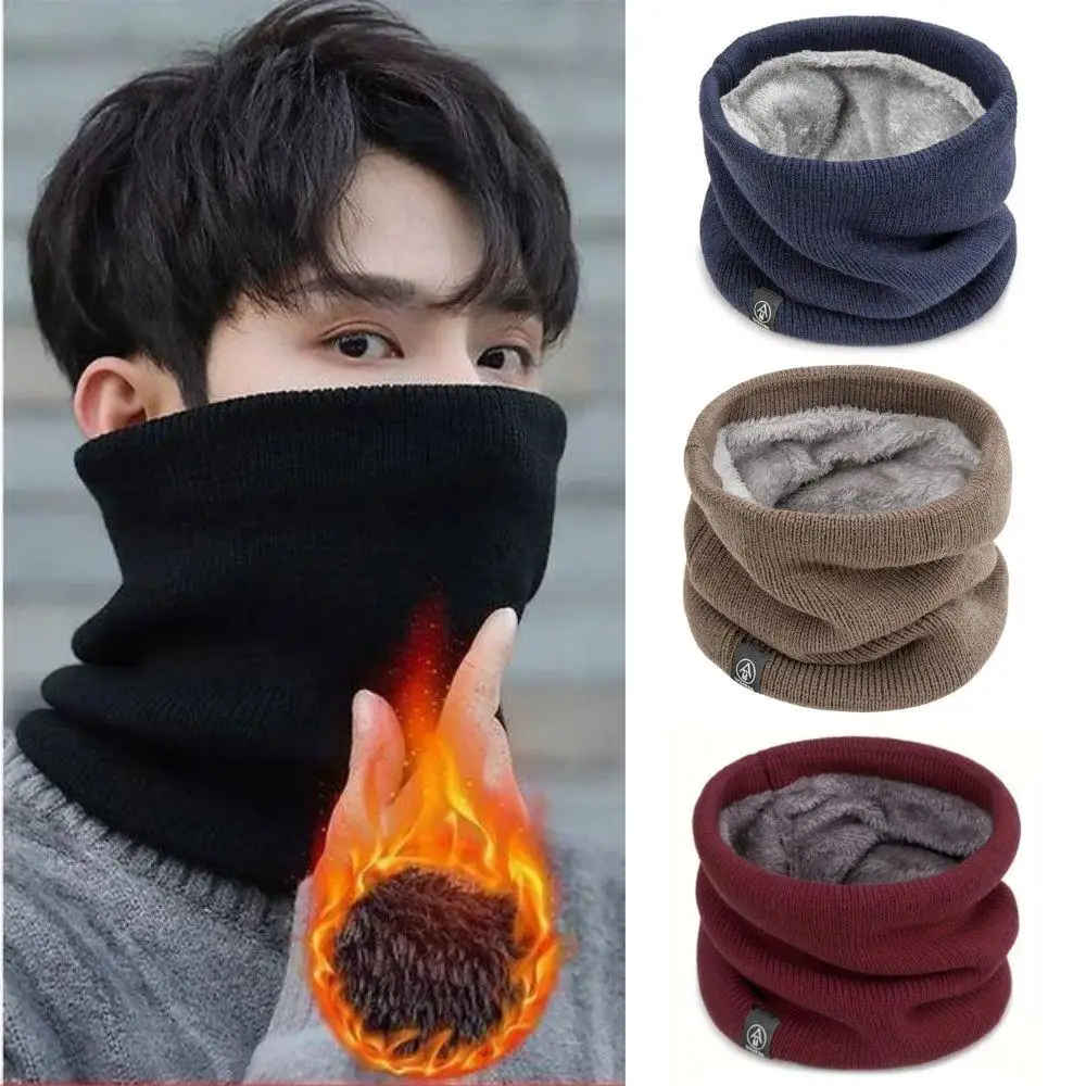 New Winter Soft Knitted Neck Warmer Men Women Fleece Snood Scarves Thicken Wool Neck Scarfs Ring Cold-proof Cycling Face Mask