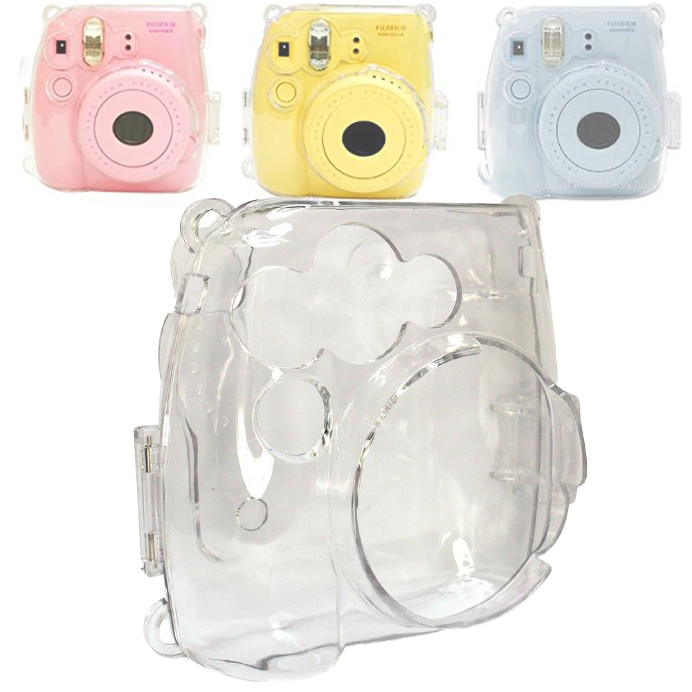 Funda de cristal transparente para cámara Fujifilm Instax Mini 9, rotect funda de plástico, bolsa con correa para Fujifilm instax Mini 8/9/8 +