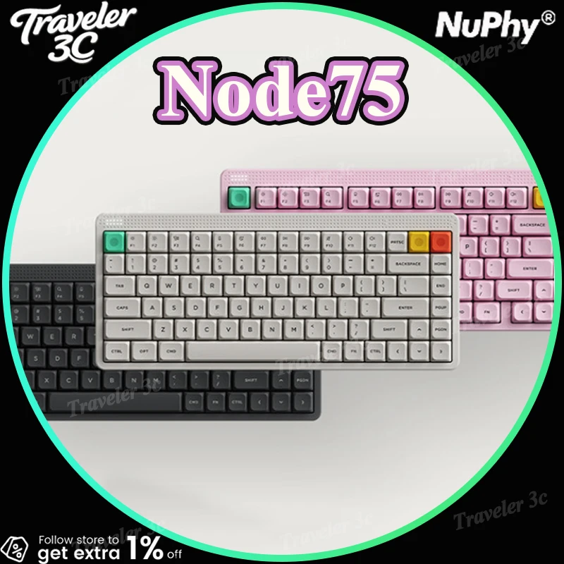 NEW NuPhy Node75 Nano Max Switch Mechanical Keyboard Three Mode Wireless Bluetooth Mute Gaming Office Keyboard Hot Swao
