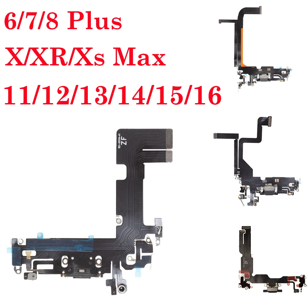 

Pop USB Charging Port Flex Cable With MicroPhone For IPhone 6 7 8 X XR XS 11 12 14 15 16 Pro Max Plus Mini Dock Charger Connecto