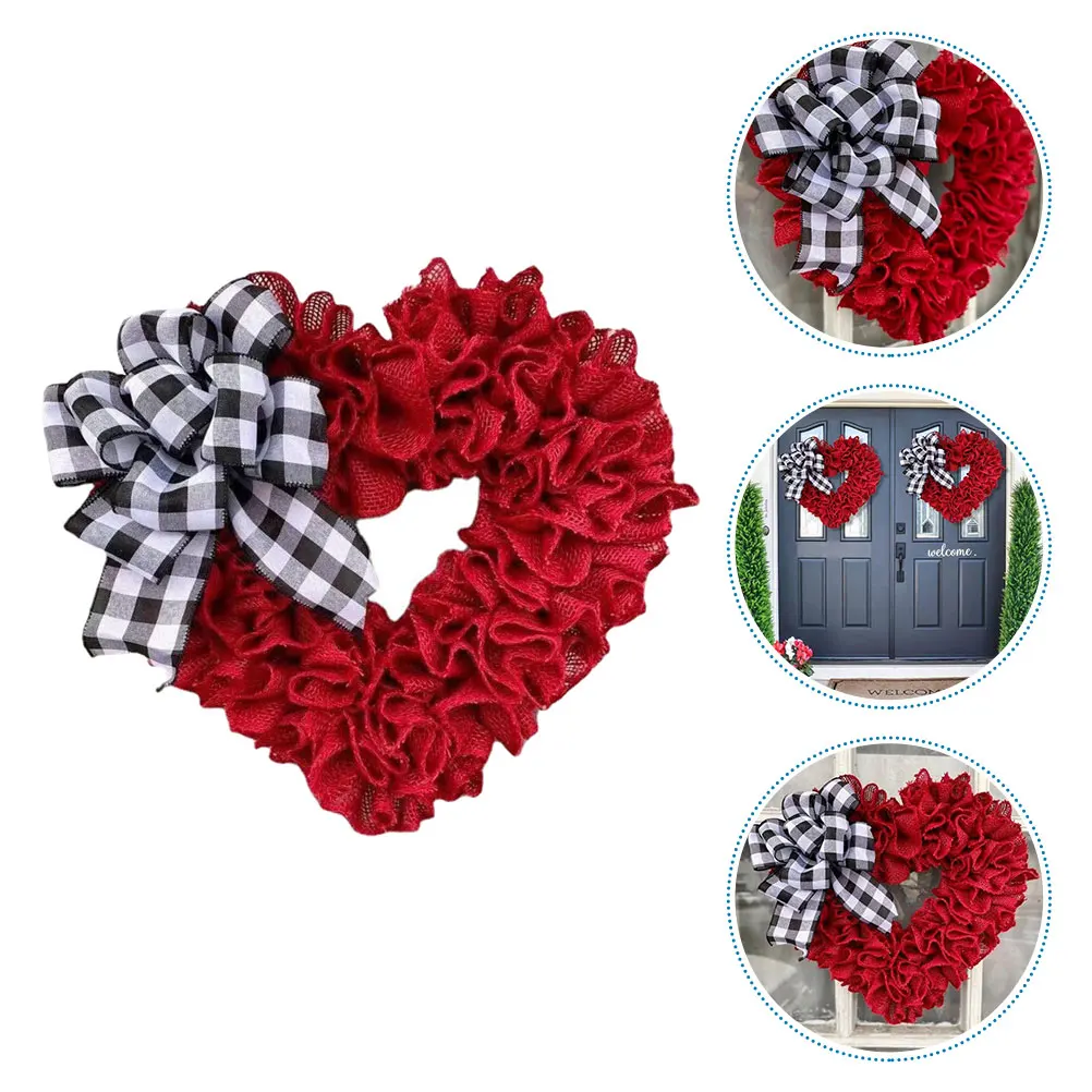 

Heart Shaped Wreath Valentine's Day Wall Hanging Front Door Garland Cloth Wedding Party Decoration Ladies Gift Idea