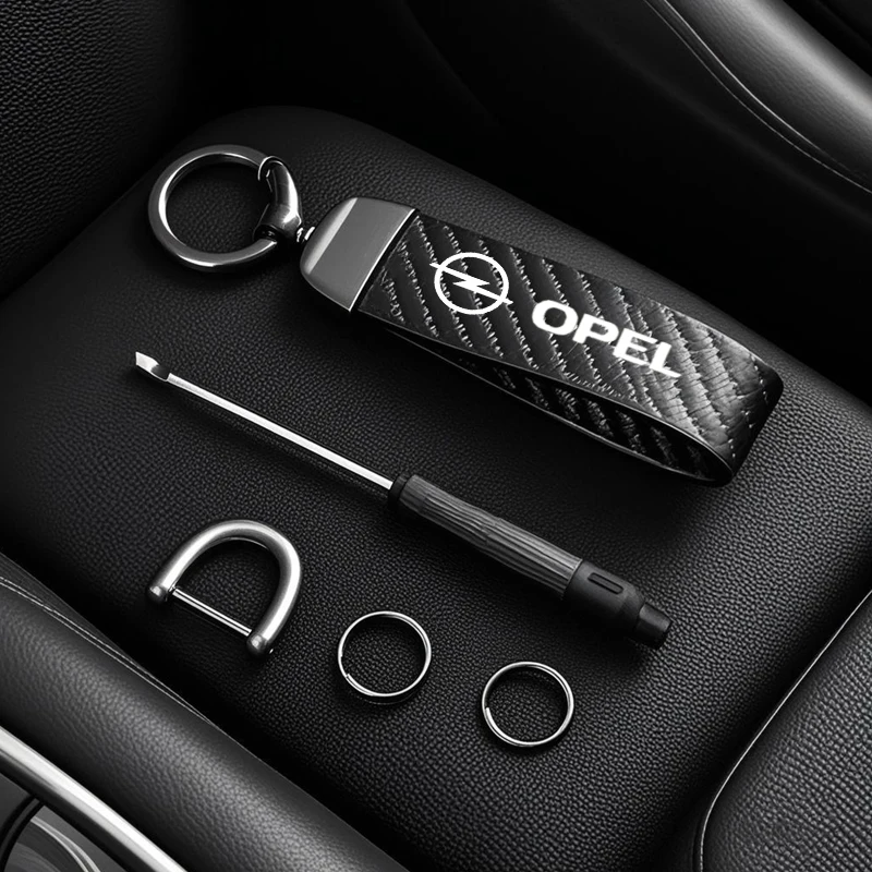 Carbon fiber Leather Car Keyring Exquisite Anti-lost Car Keychain For Opel astra j h g insignia mokka corsa d vectra