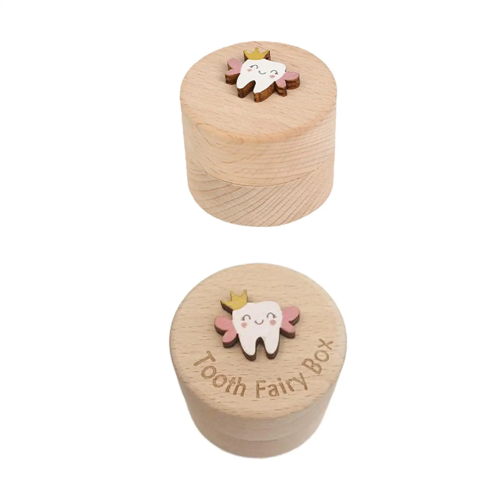 Wooden Tooth Fairy Keepsake Box Organizer Collection Holder Baby Teeth Milk Tooth Saver for Kids Fetal Hair Memories Gift