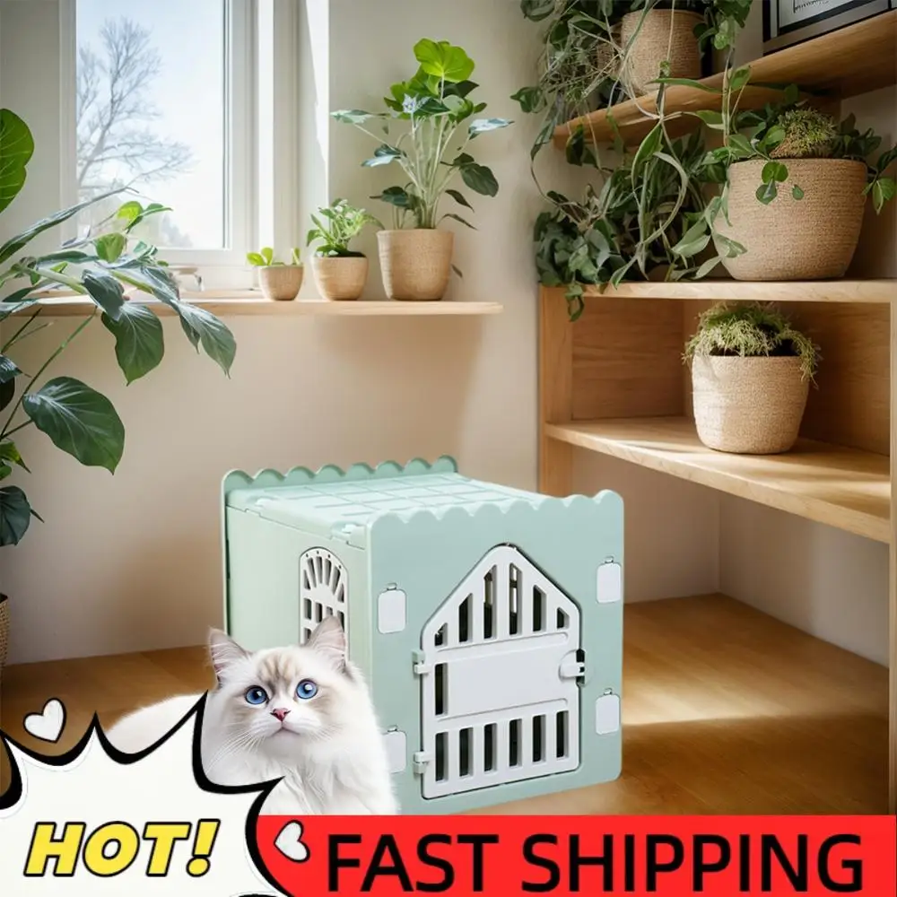 

Пластиковый домик для кошек, складной, укрытие для бездомных кошек, водонепроницаемый, для использования в помещении и на улице, с дверцей для выхода.
