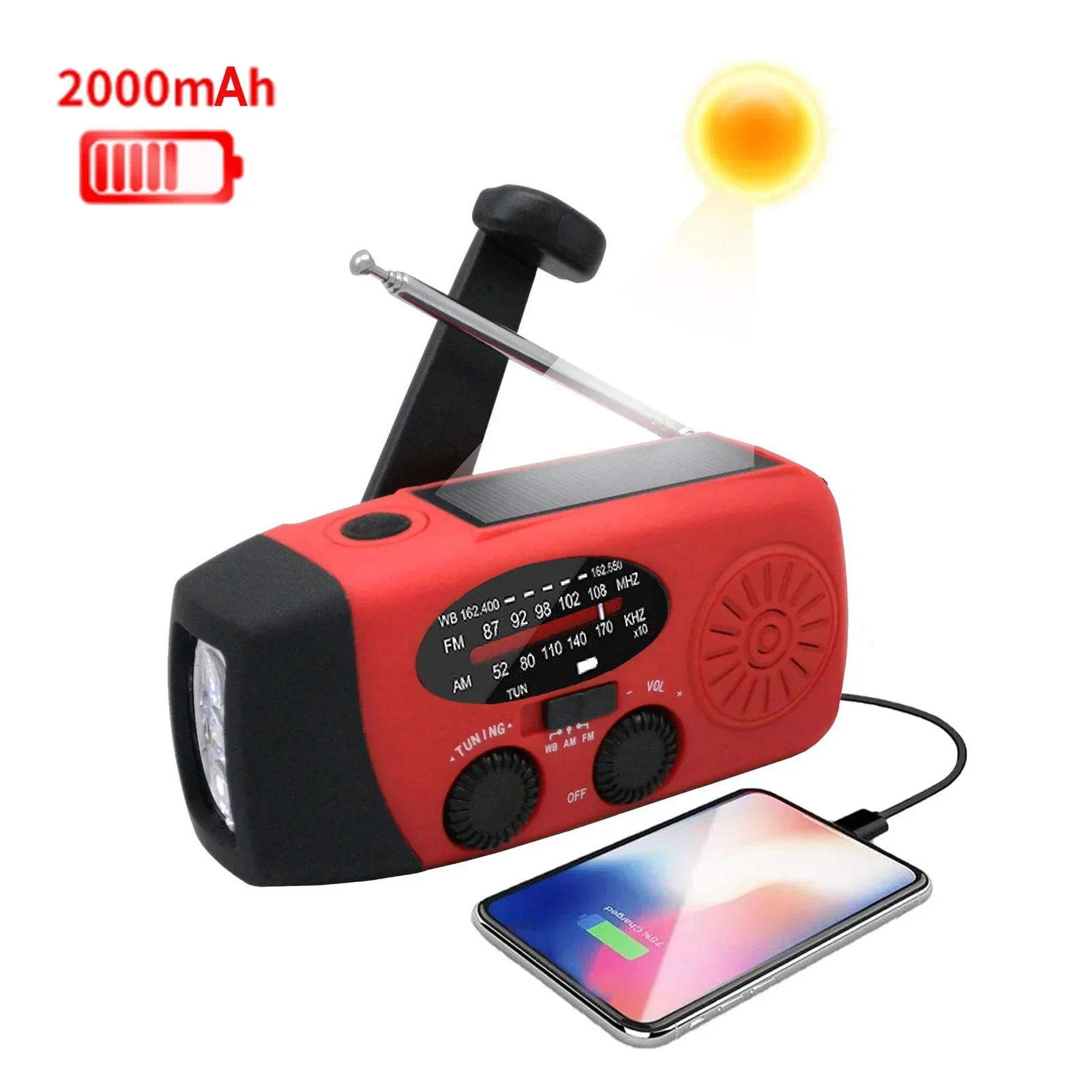 Emergency Hand Crank Radio with LED Flashlight for Emergency AM/FM NOAA Weather Radio Dynamo Radio for Camping Emergency