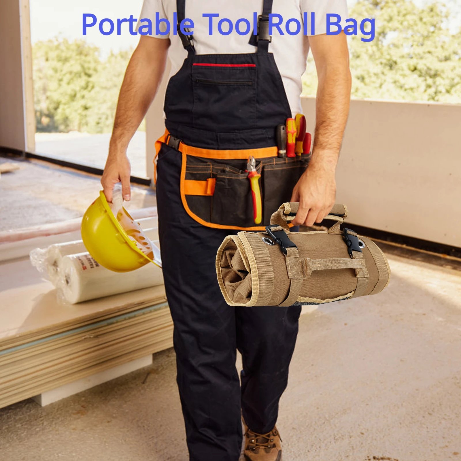 Portable Tool Roll Bag Organizer Tools Multi-Purpose Pouch Wrench Screwdriver Pliers Roll Bag Canvas Roll Tool Bag Storage Case