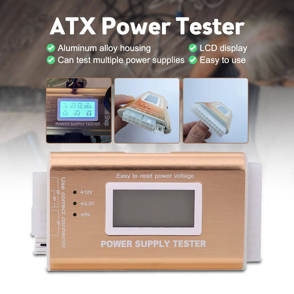 Digital LCD Display PC Computer 20/24 Pin LCD Power Supply Tester Check Atx Source Tester Power Measuring Diagnostic Tester Tool