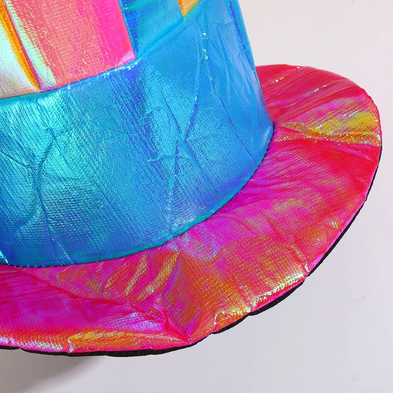 Cirque irisé Tube droit chapeau Clown Cosplay fête spéciale coloré or tissu haut-de-forme
