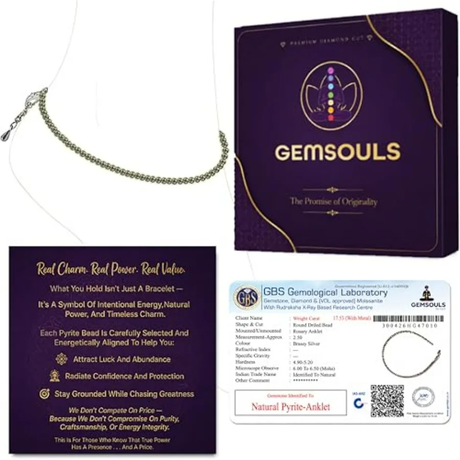 

Certified Original Raw Pyrite Anklet for Women Natural Crystal Anklet Indian Pyrite Payal jewelry for Women Wealth and Success