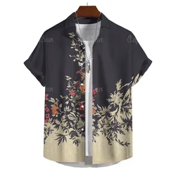 Hawaiian Shirt For Men Floral Short Sleeved Men's Casual Top Clothing Blouse Oversized Streetwear