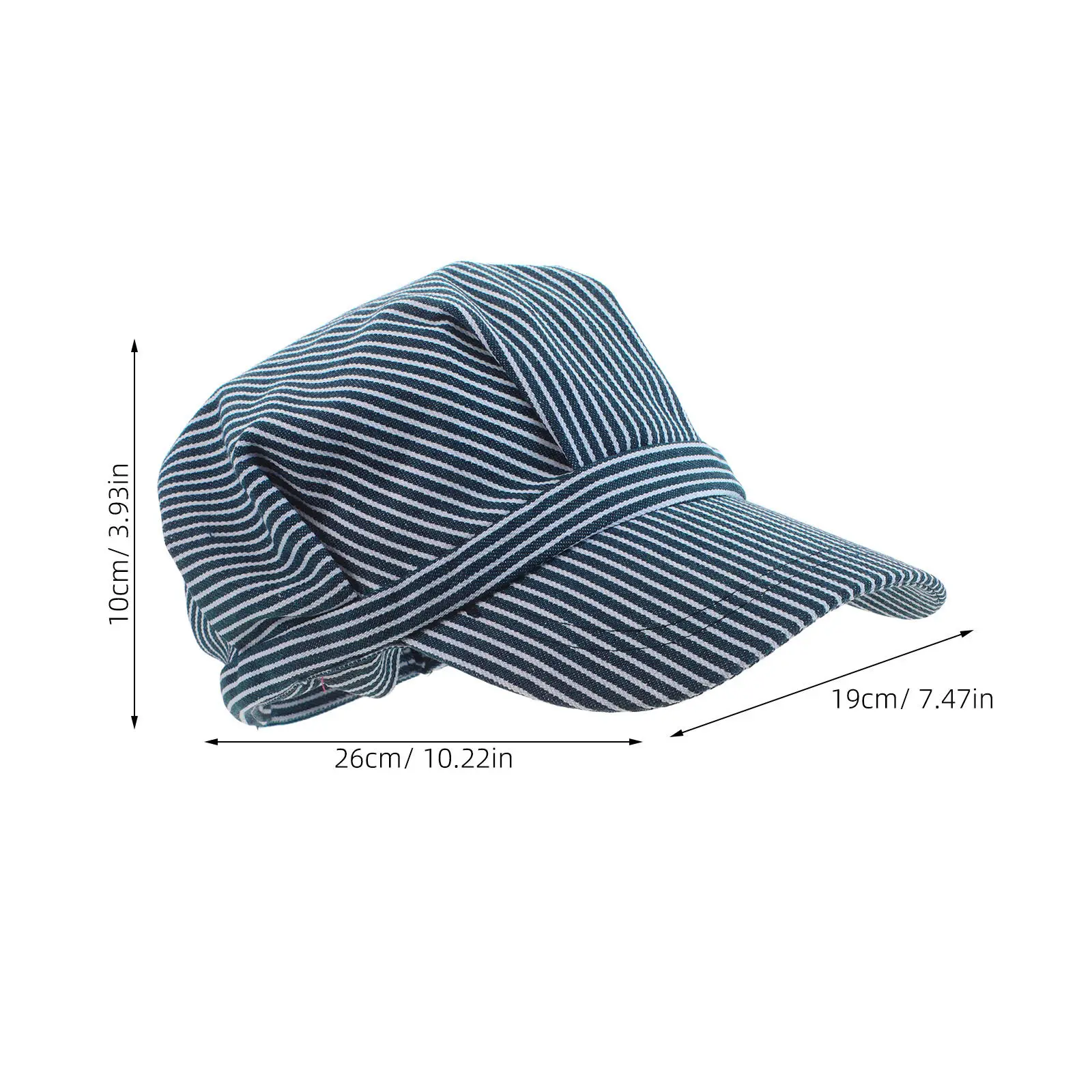Gorra de conductor a rayas para adulto, ajustable, octogonal, para trabajador ferroviario, con ala estructurada resistente y forro transpirable, para disfraz de tren