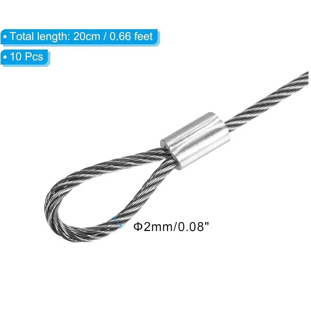 Stainless Steel Safety Security Cable Wire Safe Sliver 20cmx2mm Stage Lights Rope Anti Detachment Rope