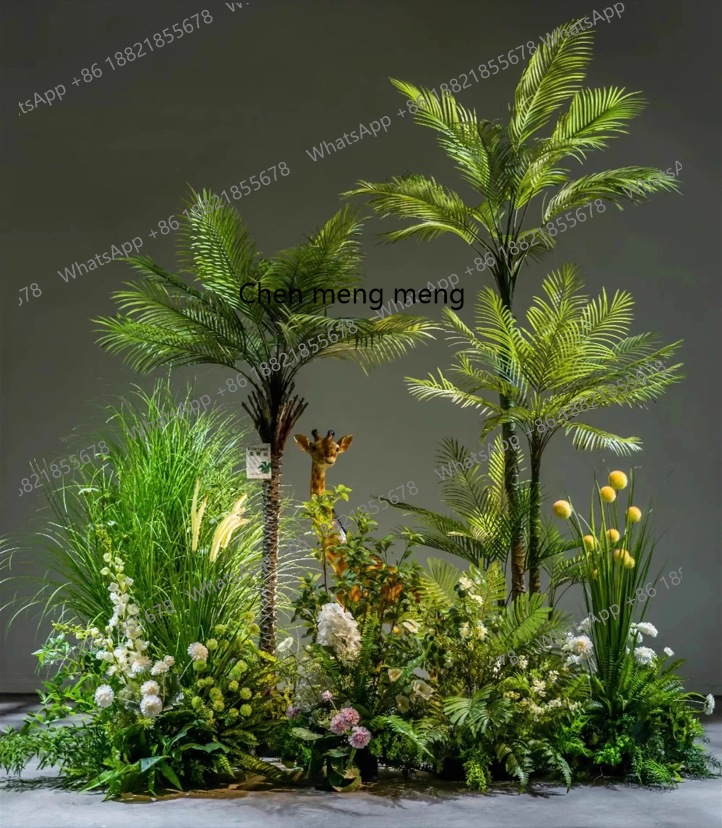 فن الزهور الاصطناعية شجرة وهمية نباتات خضراء زهرة وهمية المناظر الطبيعية درج داخلي زخرفة الديكور في الهواء الطلق