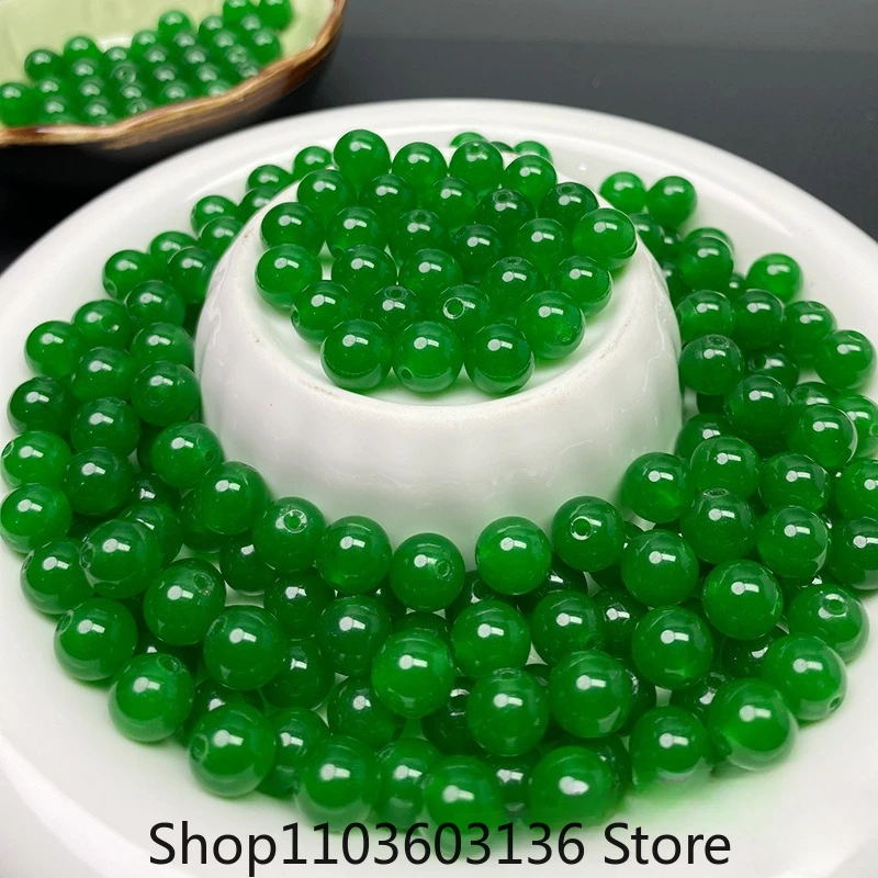 

10 шт. зеленый натуральный жадеит 6-10 мм бусины DIY бирманский нефритовый шарм модные аксессуары талисманы роскошные подарки для женщин амулет