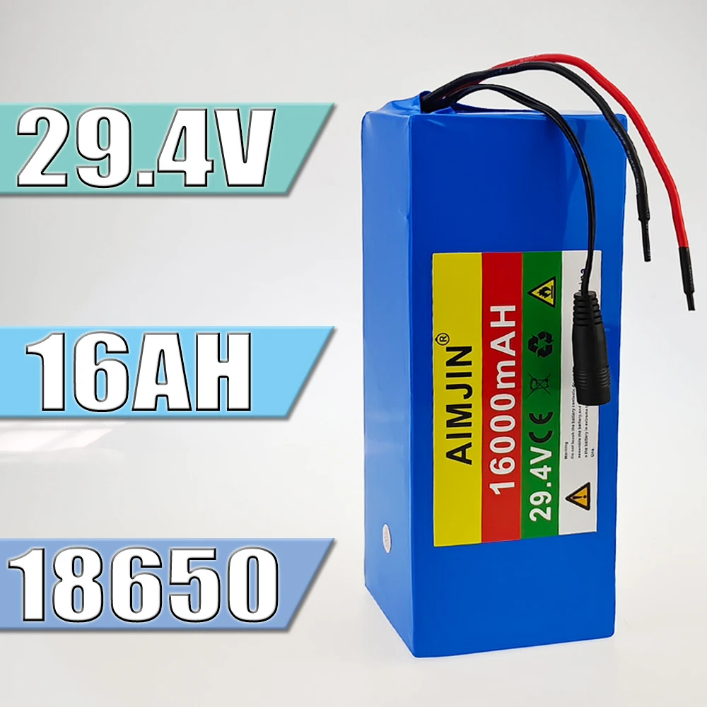 

29.4V 16000mah 18650 Li-Ion 7S5P Batteries Pack Built-in Smart BMS for Bike Unicycle Scooter Wheel Chair with 29.4V 2A Charger