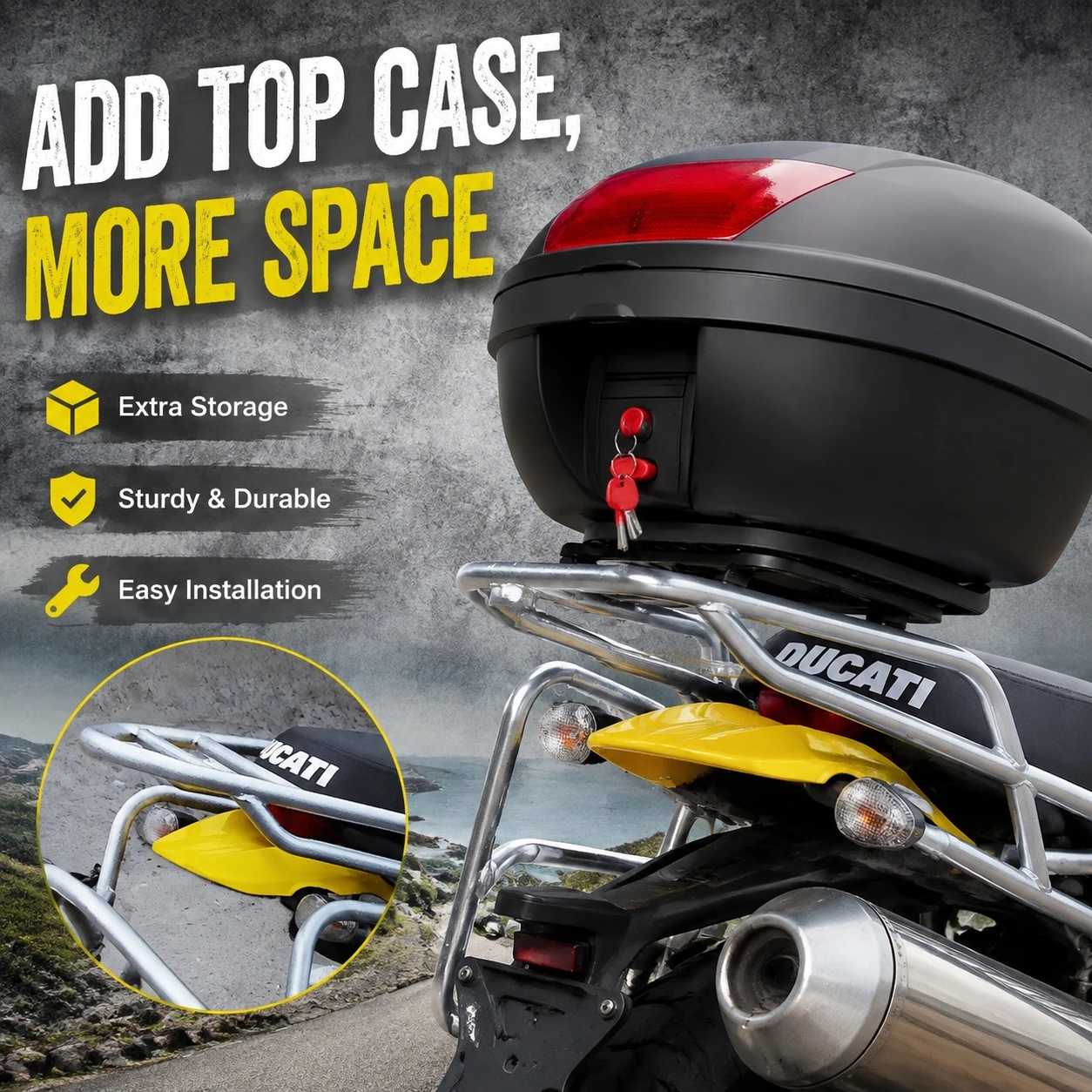 Motorcycle Modified Rear Cargo Luggage Rack Non‑destructive Installation For Ducati Scrambler 400 Top Case Mount Bracket