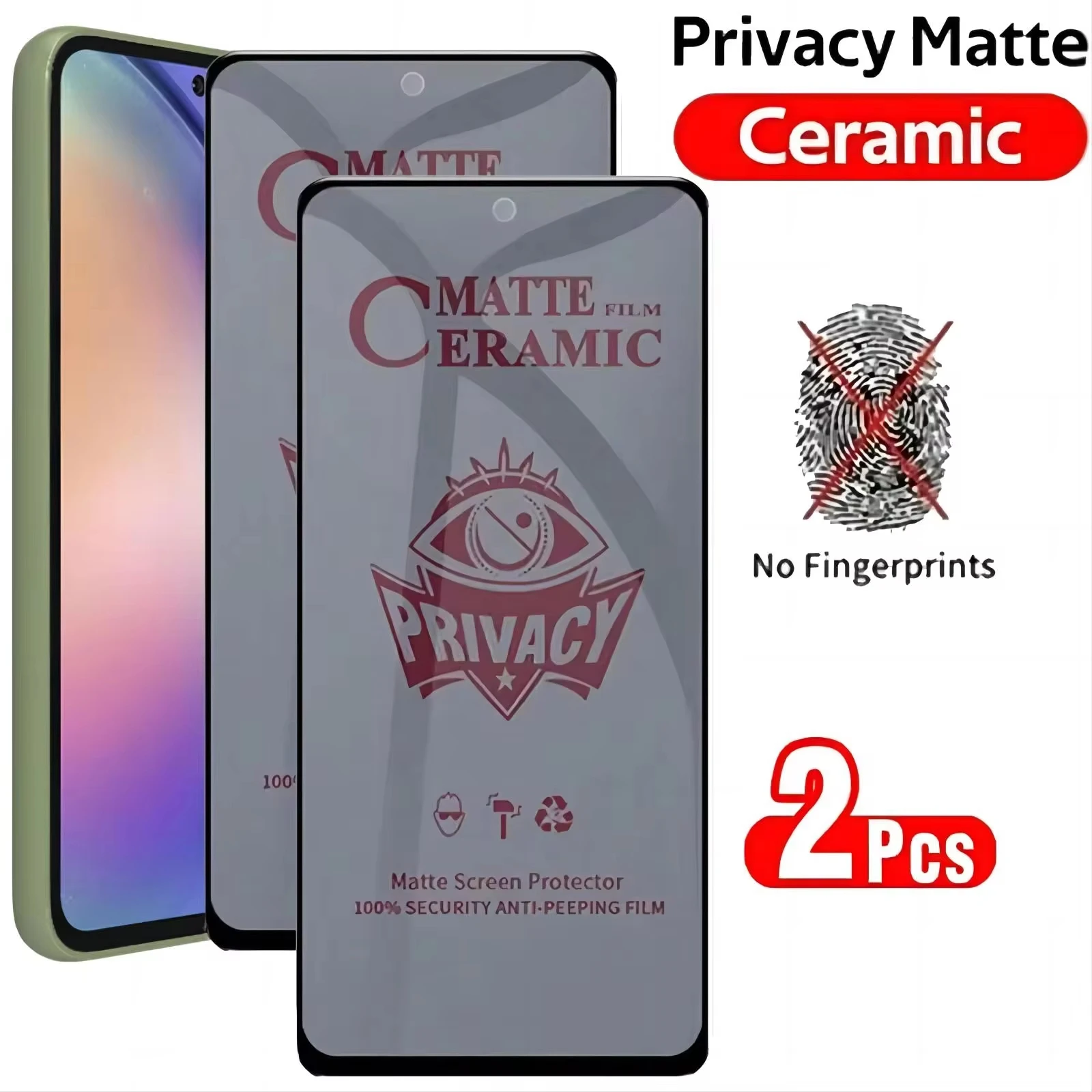 

1-2PCS Matte Ceramic Privacy Screen Protectors For Samsung S24 Ultra S23 S22 S21 S20 Plus FE M53 M34 M31 A55 A54 A35 A25 A10 5G