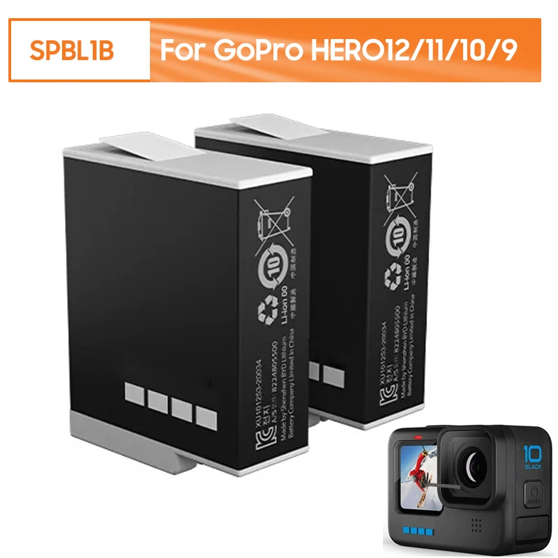 

Replacement Battery SPBL1B For GoPro HERO12 HERO11 HERO10 HERO9 Enduro Rechargeable Battery