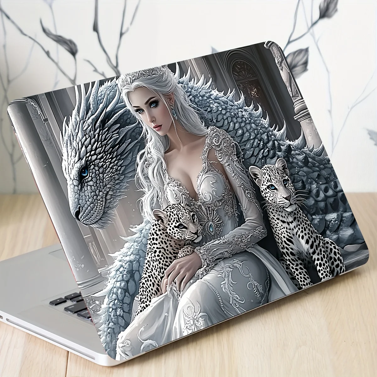 

2PCS beauty leopard dragon pattern laptop art sticker protective cover, non reusable for Tian's laptop skin