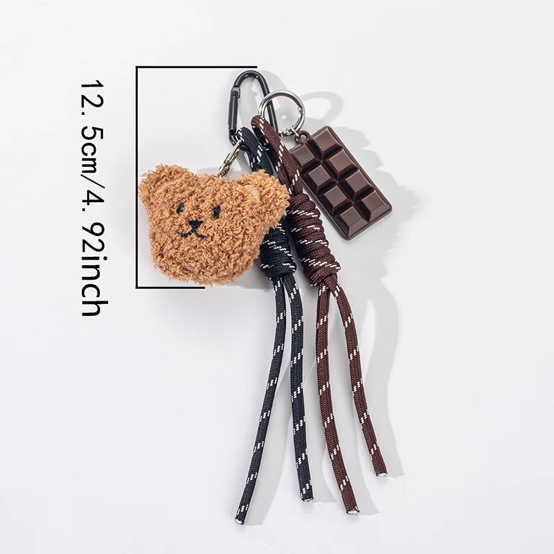 Y2K Braided Rope Bag Pendant High-grade Cute Plush Bear Keychain Pendant Fashion Bag Accessories for Women