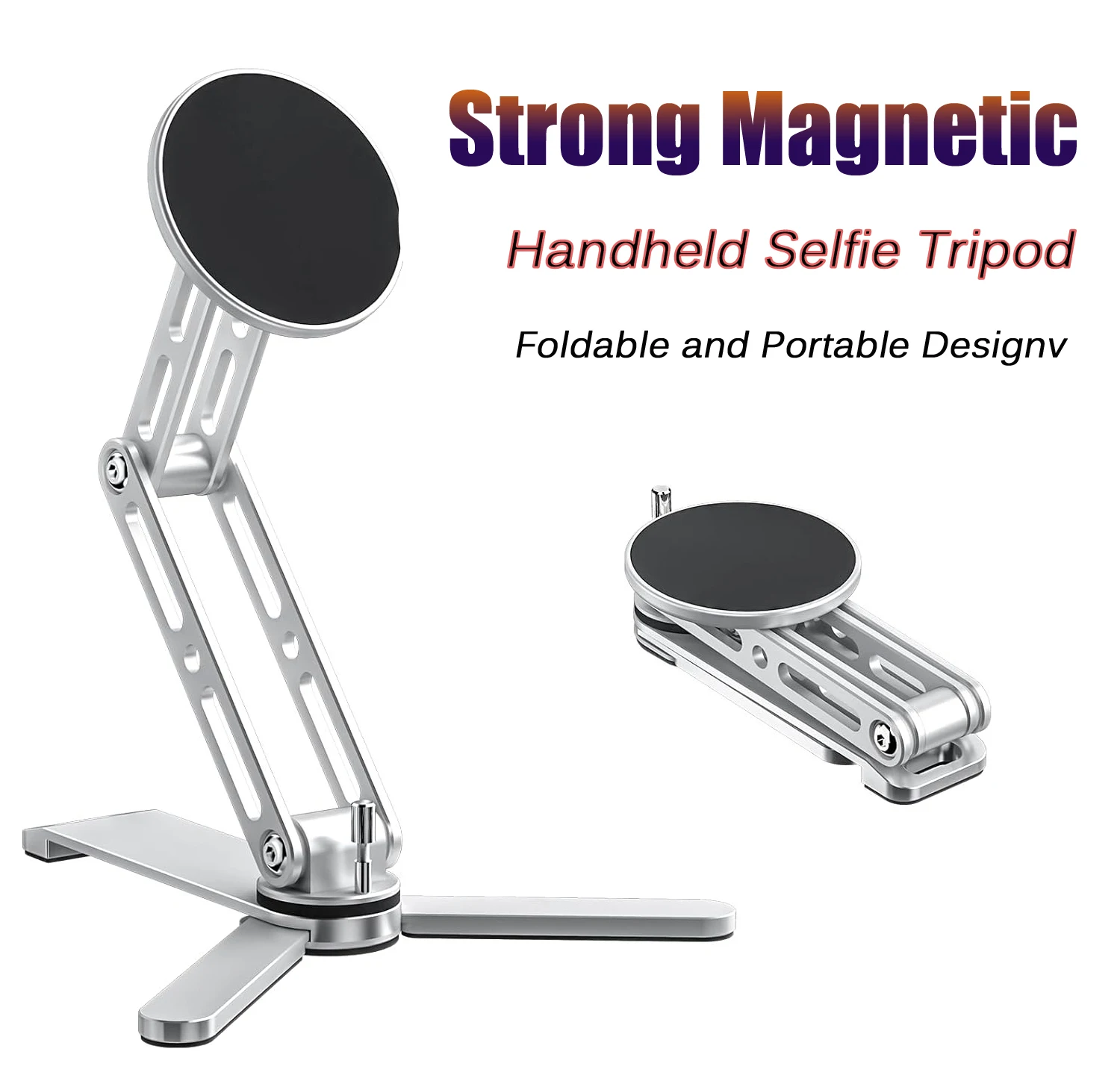 Support magnétique puissant pour tablette, trépied portable pour selfie, pour iPad Pro, iPhone, Samsung, support de téléphone magnétique pliable pour bureau, portable