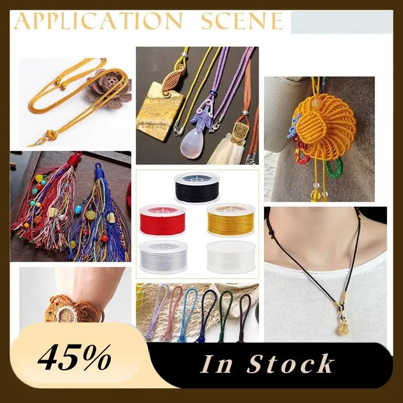 

A78K Новый витой нейлоновый шнур, 3-слойный атласный нейлоновый шнур с отделкой, шнур с нитью макраме, плетеный шнур с бисером, 5 цветов