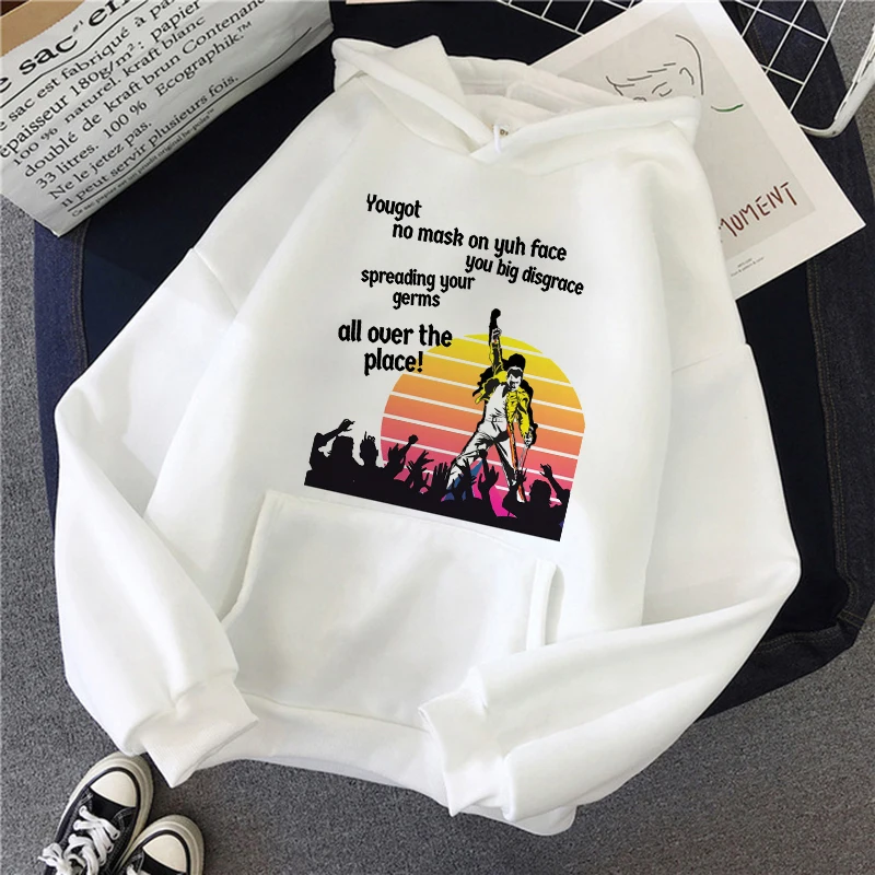 Hip Hop Queen Hoodies Men Fashion Hoodie Freddie Mercury Sweatshirt Women Sweats Boy Coats Rock Tracksuits Cartoons