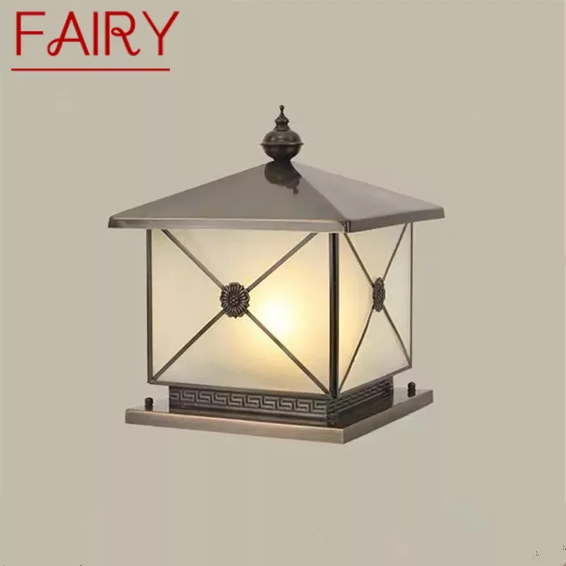 

FAIRY Outdoor Electricity Post Lamp Vintage Creative Chinese Brass Pillar Light LED Waterproof IP65 for Home Villa Courtyard