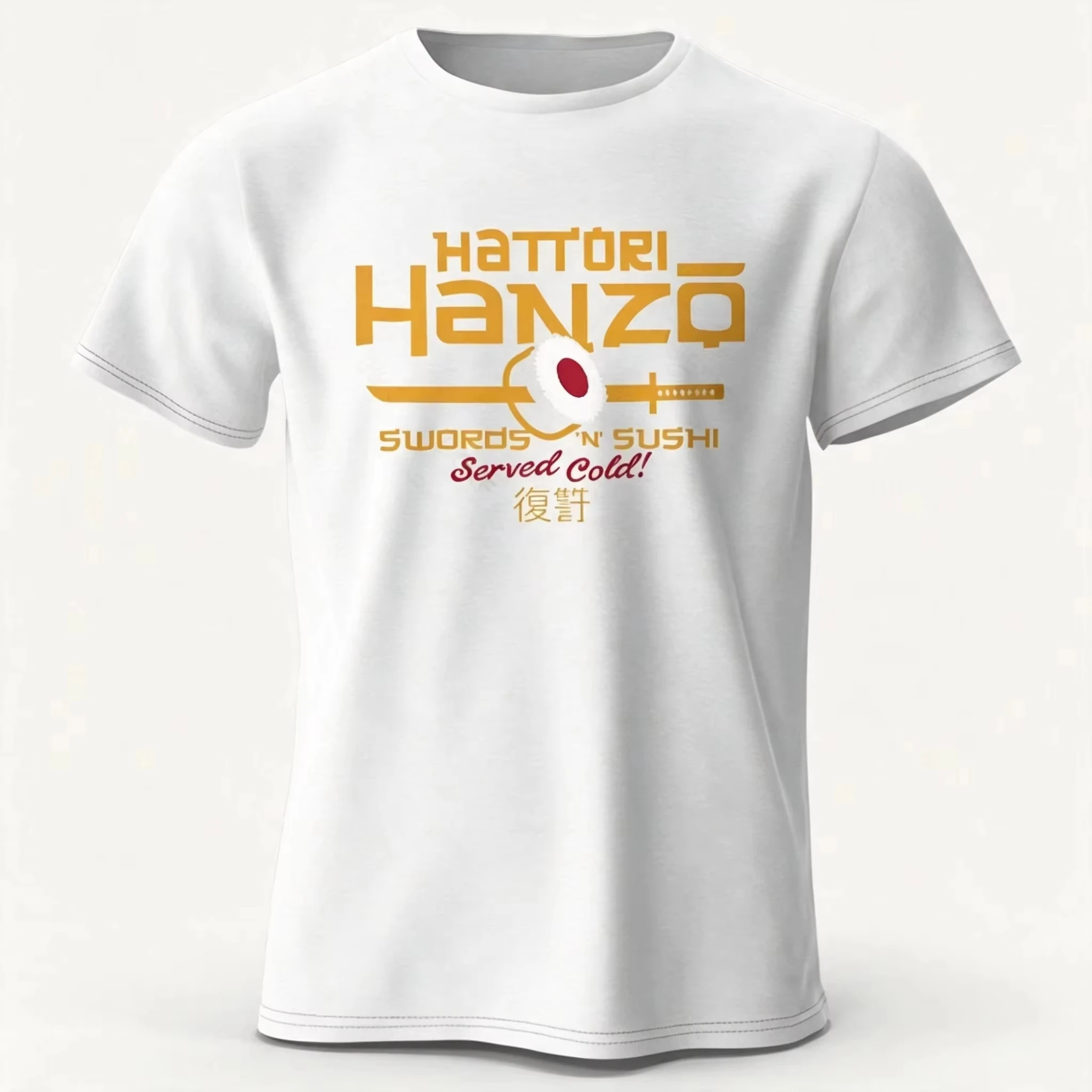 2026 New Hattori Hanzo Oversized Unisex Streetwear Samurai Sword Text Graphic T Shirt Retro Japanese Katana Front Print Tee